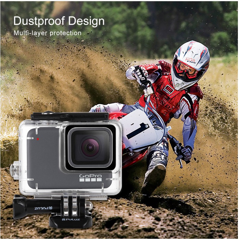 Hộp bảo vệ dưới nước Puluz dùng cho gopro hero 7 black and white độ sâu nước tới 45m bằng mica trong suốt