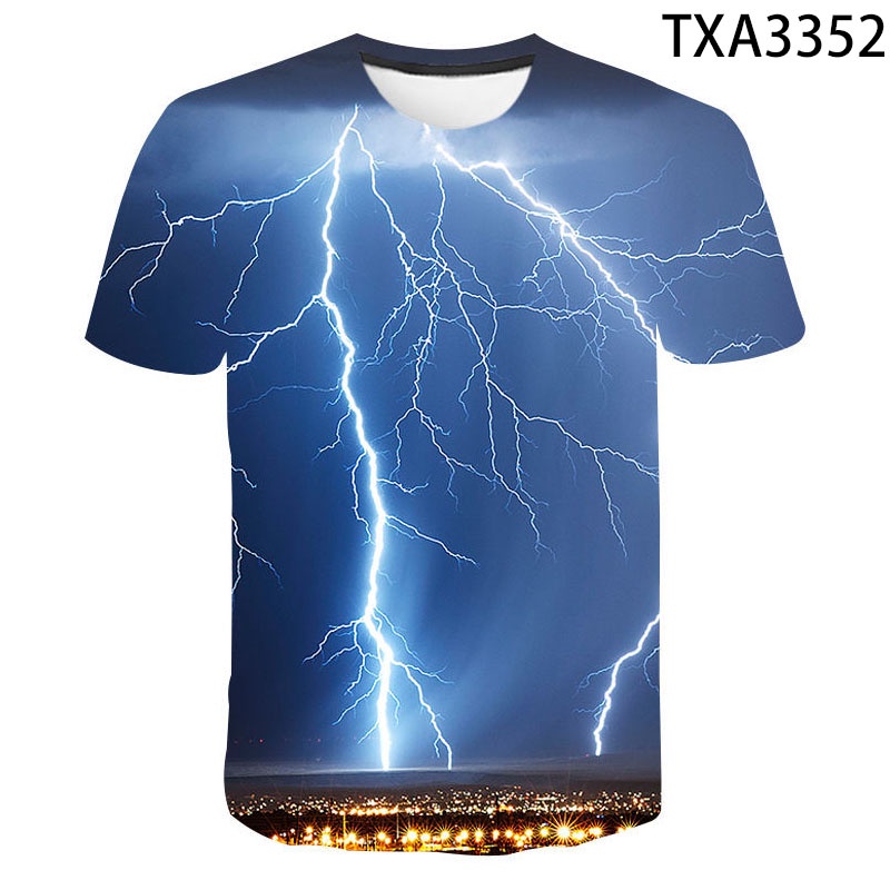Áo Thun In Hình Sấm Sét 3D Thời Trang Đường Phố Cá Tính Cho Nam Nữ XS-3XL