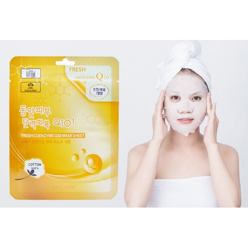 Combo 10 Mặt nạ bổ sung Collagen 3W Clinic Fresh Coenzyme Q10 Mask Sheet 23ml x 10