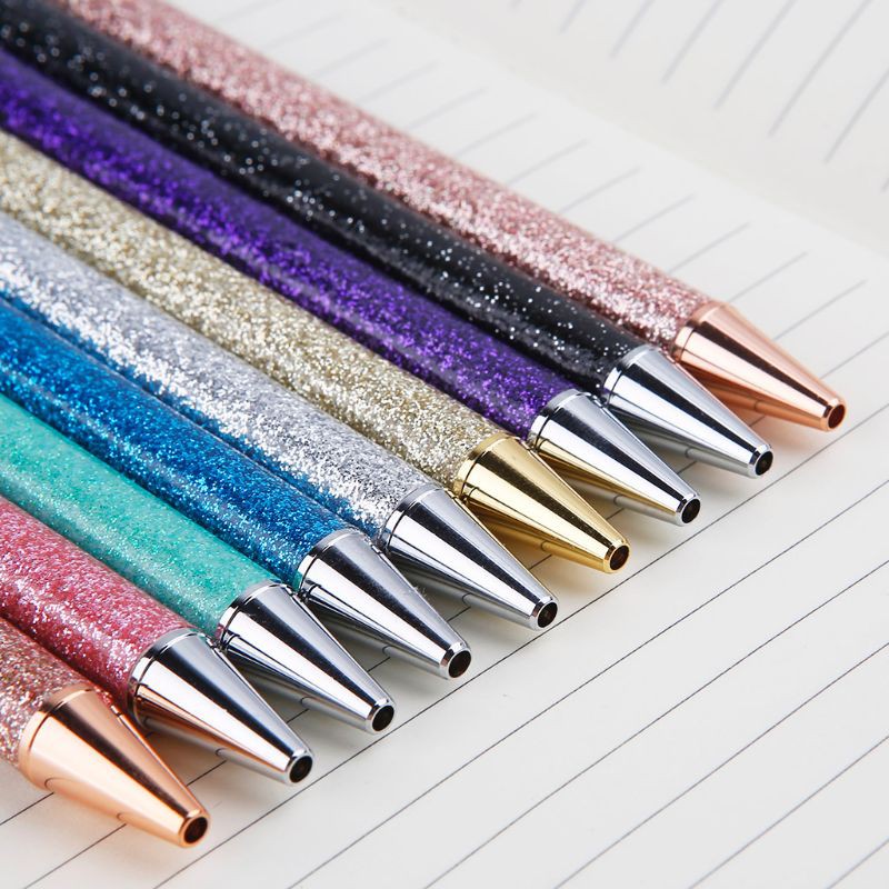 zuo✨Luxury Bling Metal Ballpoint Pen 1.0mm Glitter Oil Flow Pens Office Supplies School Stationery