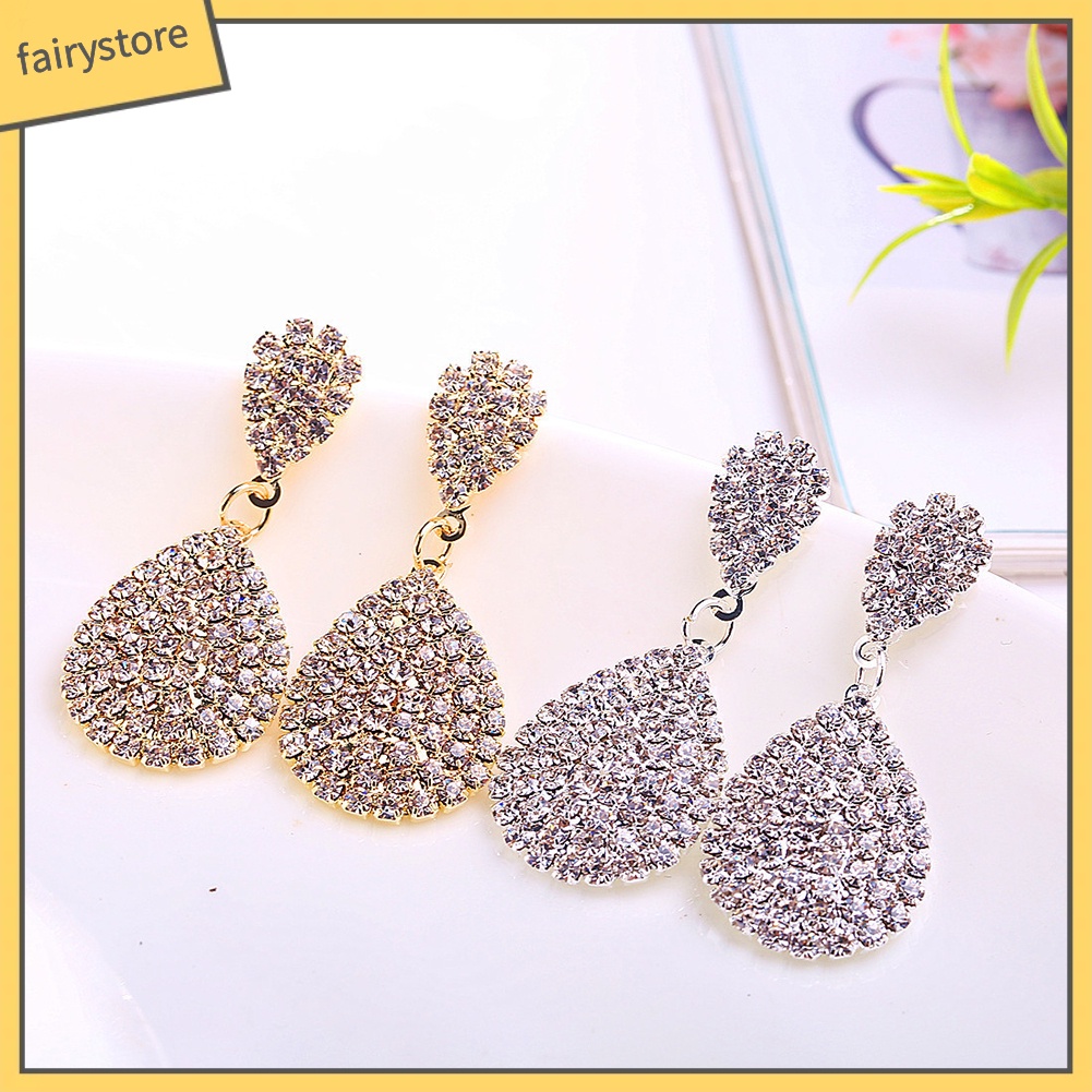 Bông tai dáng dài mặt hình giọt nước cho nữ