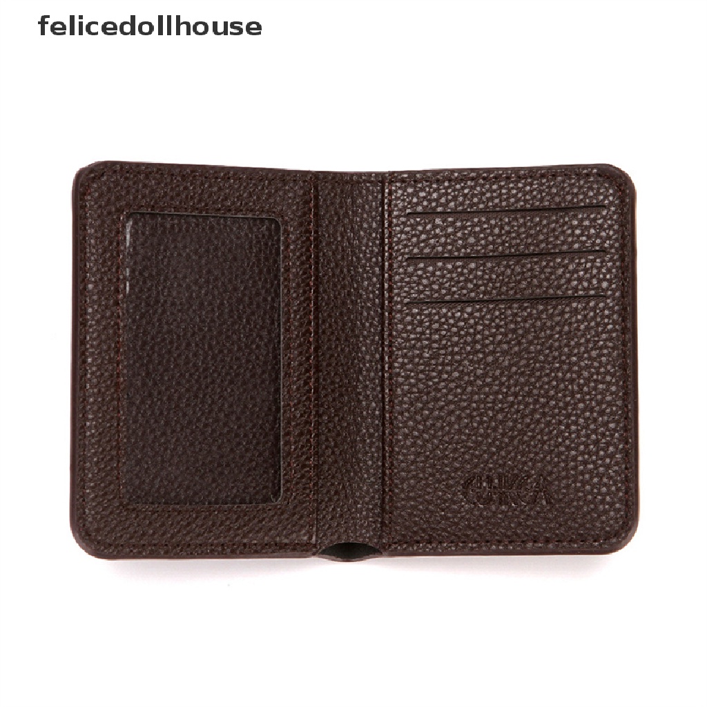 Ví da PU Fellicedollhouse đựng tiền xu / thẻ tín dụng nhỏ gọn cho nam