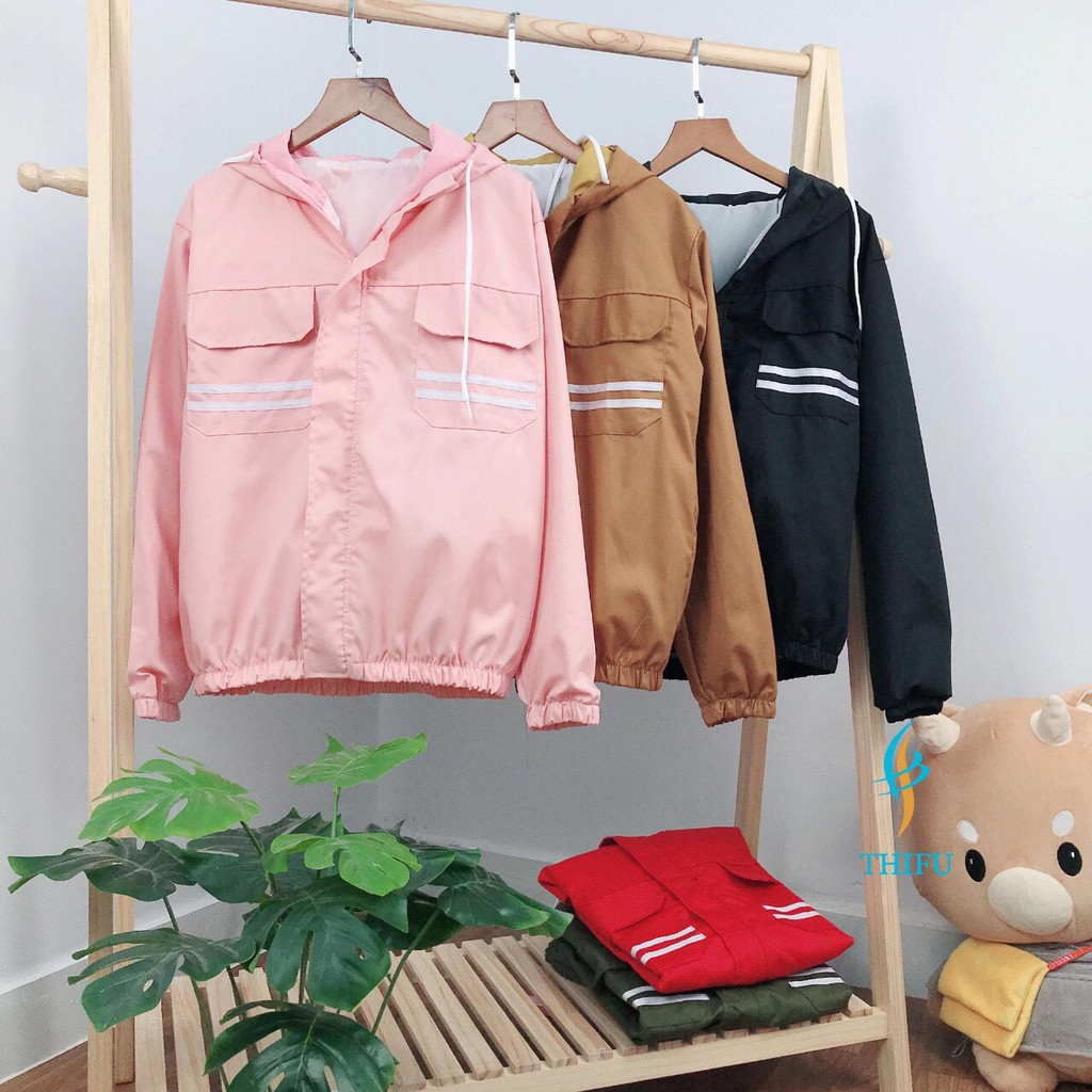 &lt; FREESHIP &gt; ÁO KHOÁC KAKI NAM NỮ 2 LỚP LÓT DÙ HÌNH THẬT- 2 sọc (ko giống hình hoàn tiền)