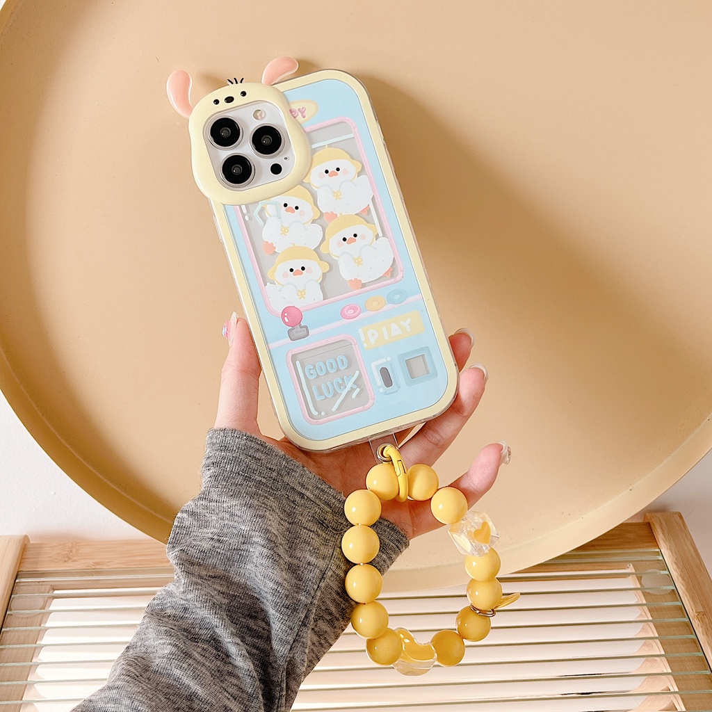 Ốp Điện Thoại TPU Silicon Mềm Hình Thú 3D Đính Ngọc Trai / Thỏ / Vịt Hồng / Xanh Dương Cho iphone 13 12 11 Pro XS Max XR