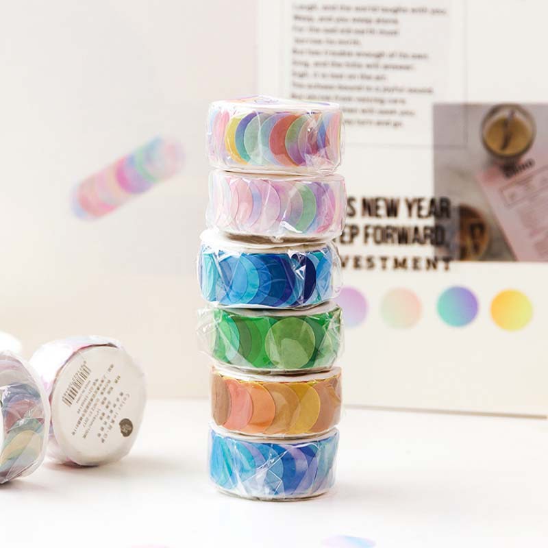 Cuộn Washi tape, masking tape chấm tròn WS15 - Sticker đánh dấu nhiều màu sắc