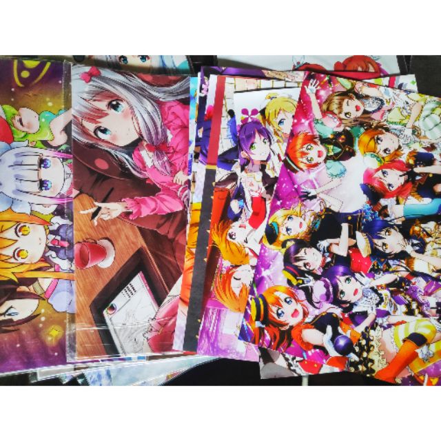 Bộ 8 tờ poster anime khổ A3 giấy đẹp lovelive eromanga sensei tokyo ghoul naruto one piece