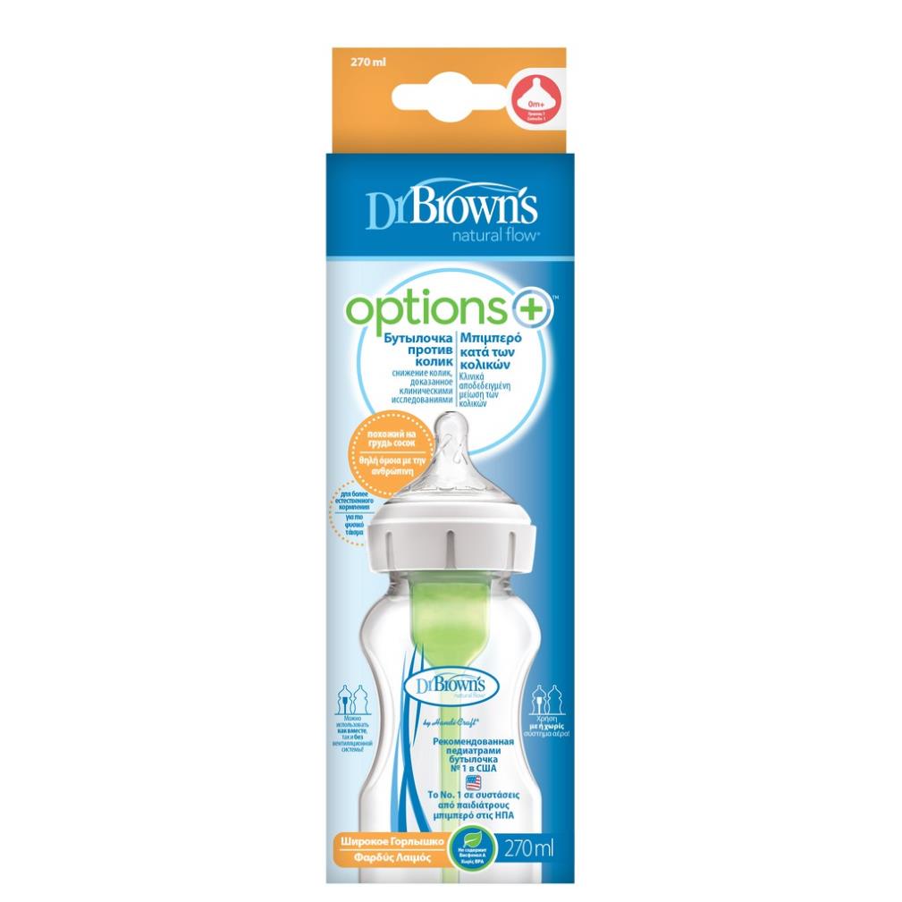 Bình sữa Dr.Brown’ cổ rộng 150ml và 270ml nhựa PP Options +