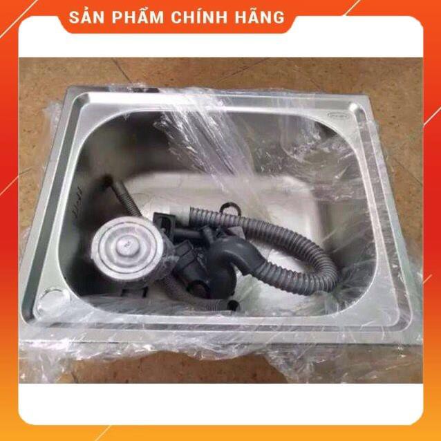 (SALE) CHẬU RỬA CHÉN 1 HỘC + VÒI CHÉN LẠNH INOX304 + XẢ INOX