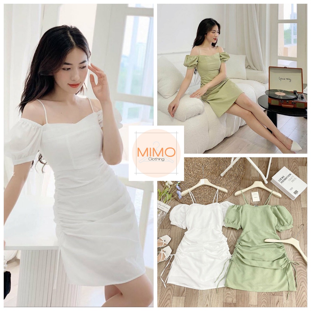 VÁY ĐI TIỆC SANG TRỌNG, VÁY TRỄ VAI MẶC 2 KIỂU SIÊU XINH