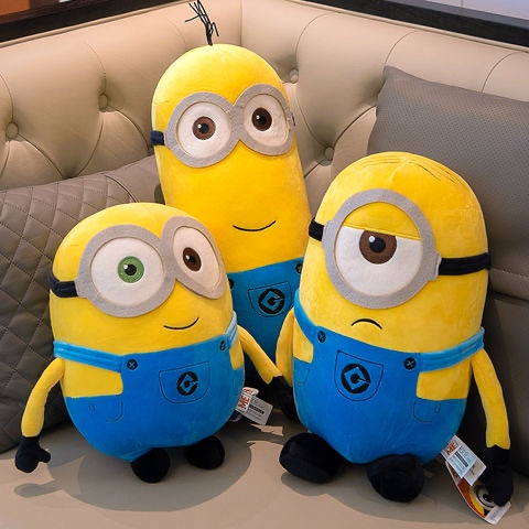 Trong Kho!Nhân vật trong phim gấu bông minions  dễ thương Đồ chơi sang trọng màu vàng Bob Stuart trong quần jean Búp bê mềm Đồ chơi Quà tặng sinh nhật