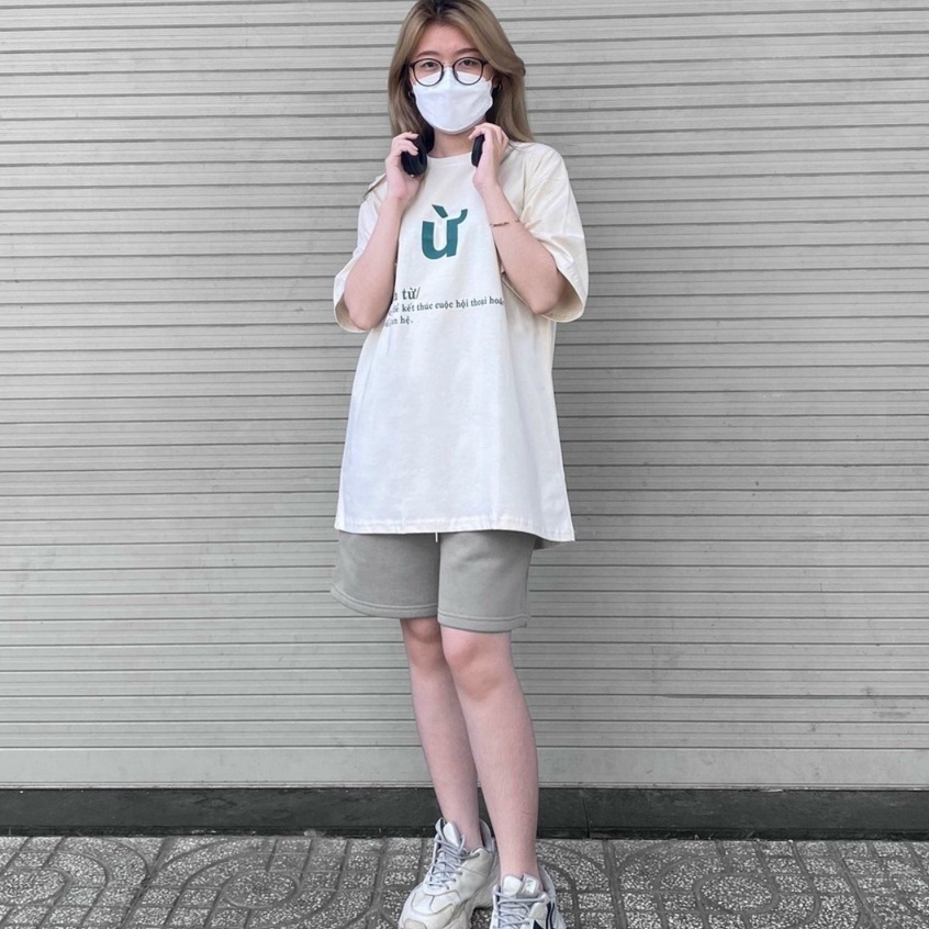 Áo Thun Tay Lỡ Unisex in chữ Ừ Form Rộng Phong Cách Ulzzang