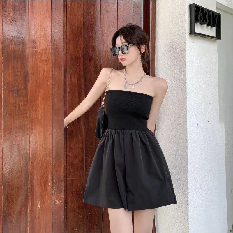 Top Vest quần short cạp cao Jumpsuit gợi cảm cho nữ thời trang