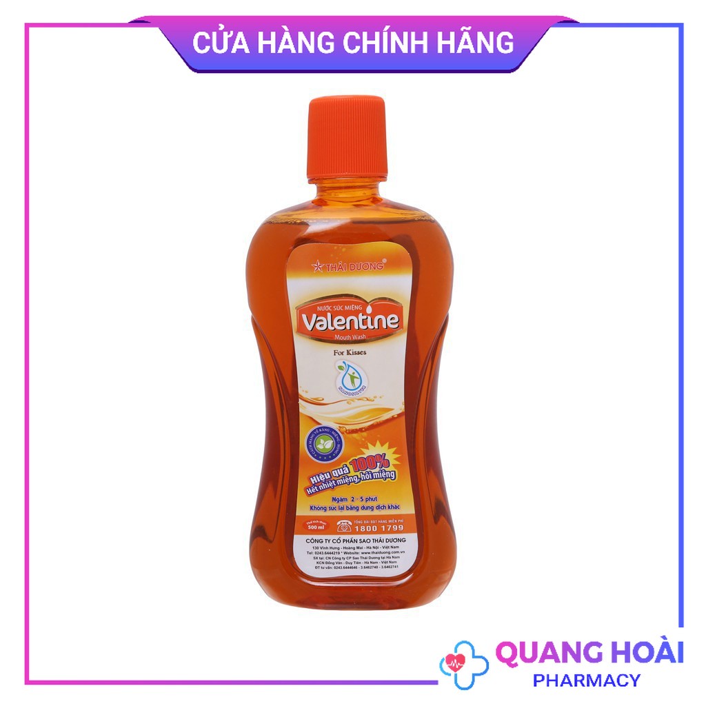 Nước xúc miệng Valentine Thái Dương ( 500ml )  - Ngăn ngừa nhiệt miệng, hôi miệng, sâu răng