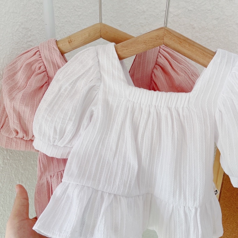 Bộ Đồ Bé Gái Dáng BabyDoll, Bộ Quần Áo Bé Gái Vải Thô mềm mát Size 80-120