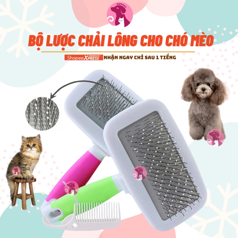 Lược chải lông cho chó mèo (Đầu hạt nhựa mềm dẻo)