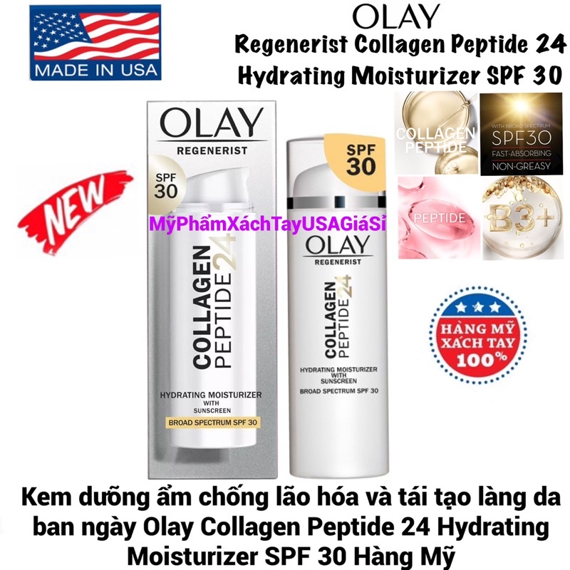 Kem dưỡng ẩm chống lão hóa và tái tạo da ban ngày Olay Collagen Peptide 24 Hydrating Moisturizer SPF 30 Hàng Mỹ