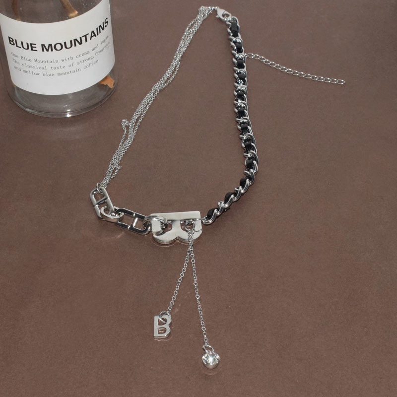 Vòng Cổ Dây Xích Bện Bằng Kim Loại Mặt Chữ B Phong Cách Âu Mỹ Cá Tính