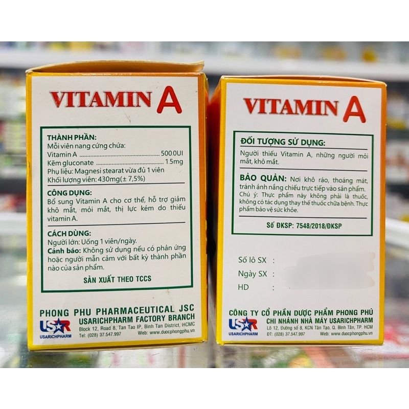 Vitamin A - 100 viên - bổ sung vitamin A cho mắt