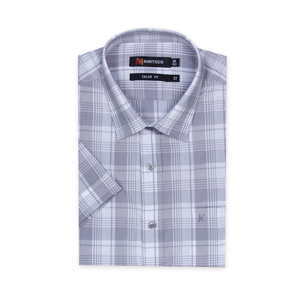 Áo sơ mi nam tay ngắn kẻ caro Khatoco mã A1MN388T2-CNCR066-2209-N | BigBuy360 - bigbuy360.vn