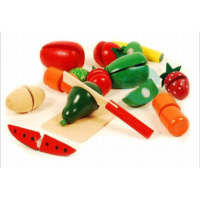 Bộ đồ chơi cắt hoa quả nam châm bằng gỗ cho bé