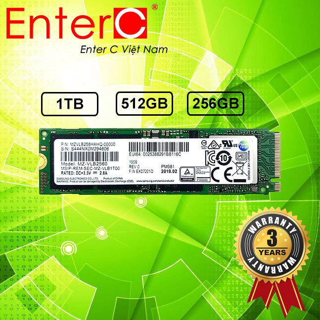 Ổ cứng SSD Samsung PM981, PM981a (~ tương đương 970EVO ) NVMe M.2 PCIe Gen3 x4 - 256/ 512/ 1000GB