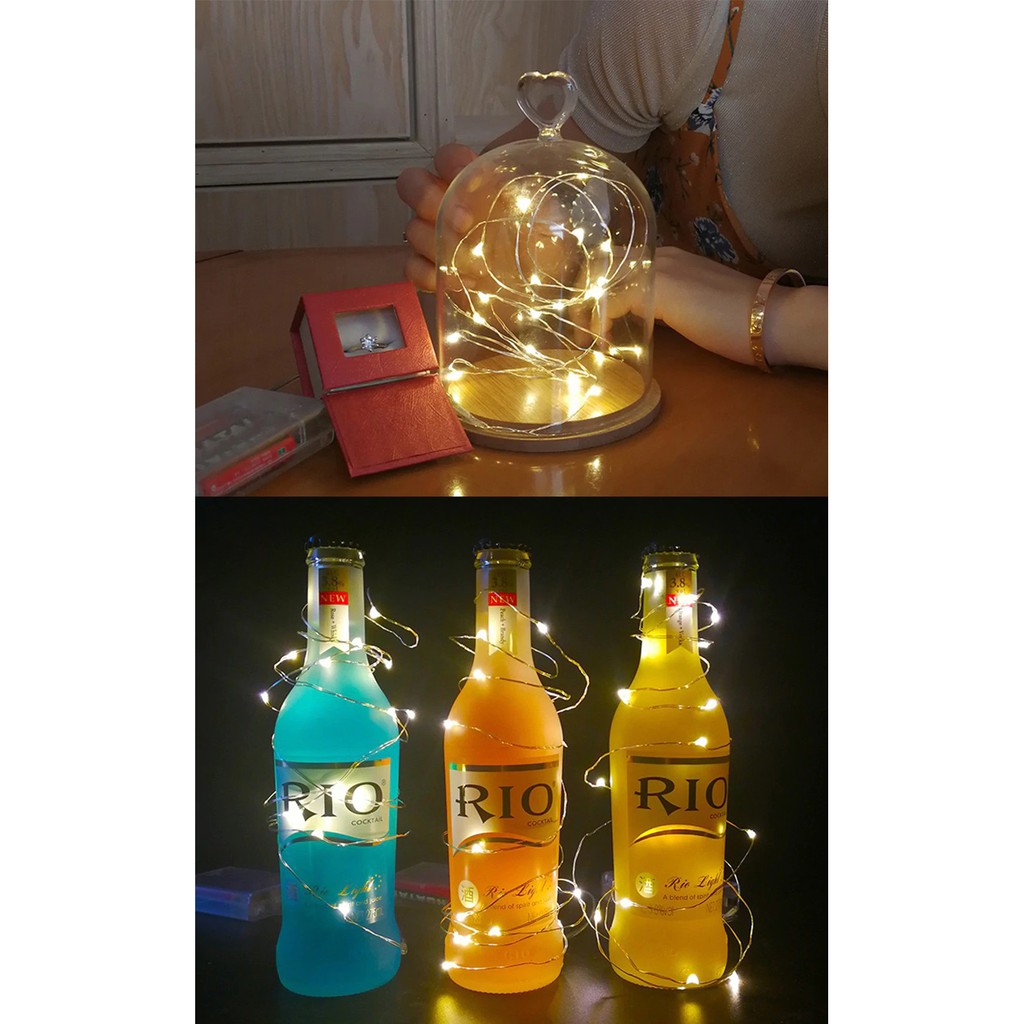 Dây Đèn Led Trang Trí Đom Đóm FairyLight 5m 10m Chỉnh Chớp Nháy Tặng Pin, Dây Đèn Trang Trí Hộp Quà, Noel Lễ Tết
