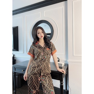 ĐỒ BỘ - PIJAMA CỘC TAY QUẦN DÀI HỌA TIẾT DÂY XÍCH 2 MÀU