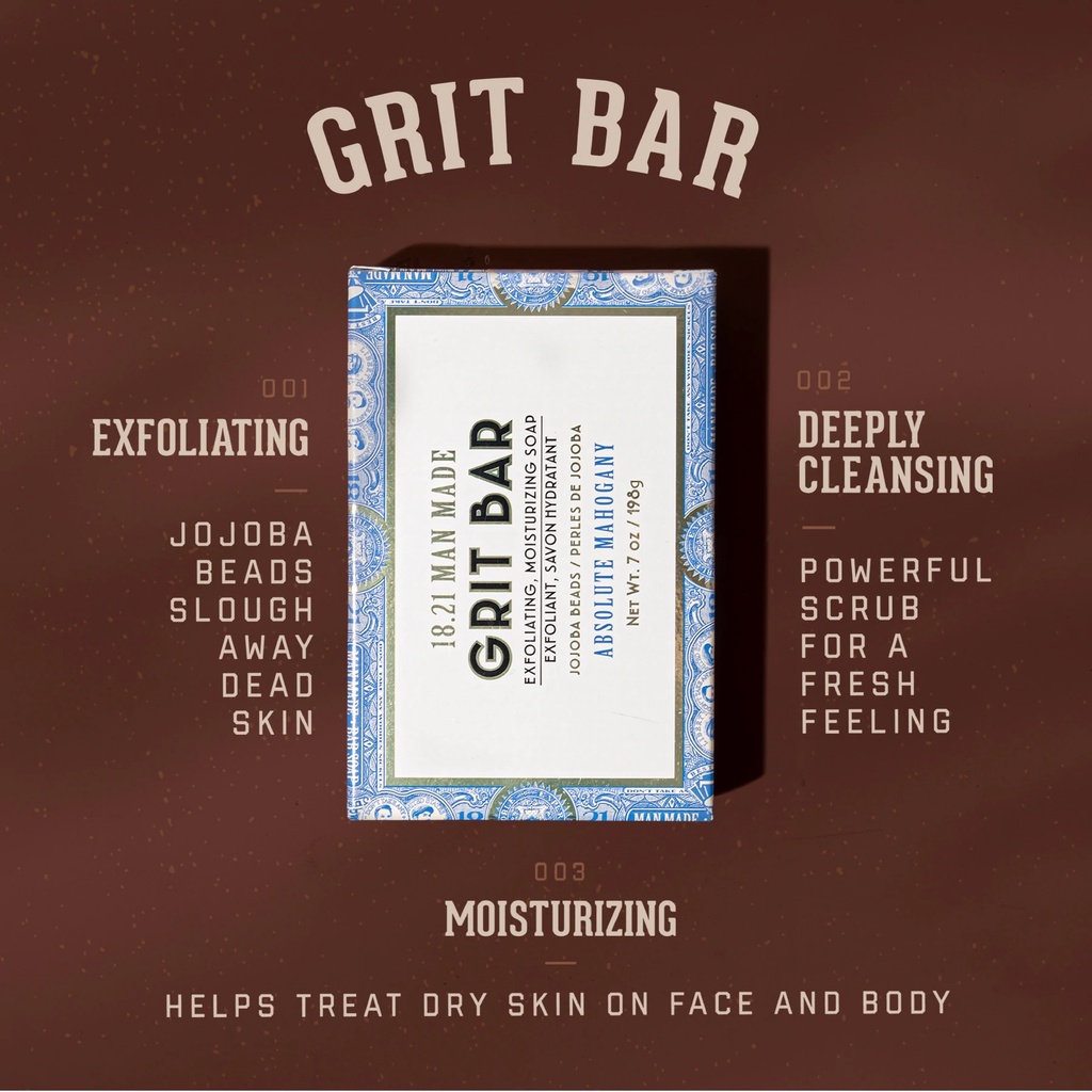 Xà Phòng Toàn Thân 18.21 Man Made Grit Bar ( Tẩy tế bào da chết ) 198g - Hàng Chính Hãng