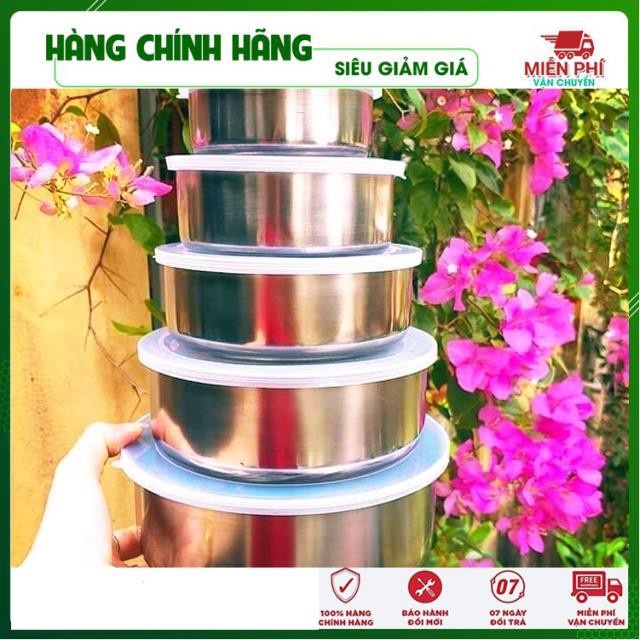 Bộ 5 hộp bảo quản thực phẩm tủ lạnh, hộp đựng thức ăn lạnh inox dễ dàng sử dụng