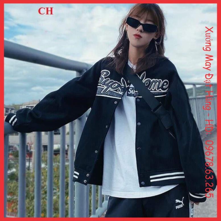 Áo khoác hoodie bomber Sup Thỏ chất gió dày, áo jacket bomber form thụng freesize dáng chuẩn Hàn Quốc