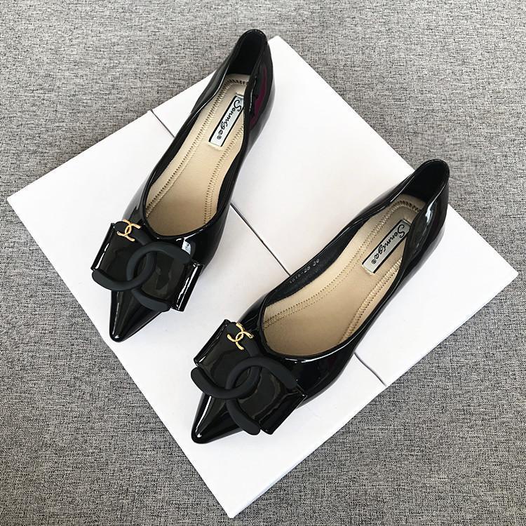 Giày Búp Bê Da Bóng Mũi Nhọn Đế Mềm Thoải Mái Thời Trang Xuân Thu 2022 Size 33-48