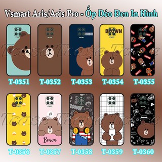 Ốp lưng Vsmart Aris/ Aris Pro dẻo đen in hình Gấu Brown