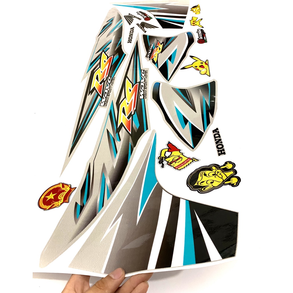 Tem rời Wave Alpha Mẫu RS Xanh Lục Bảo. Dán cho Wave 50cc-100cc-110cc Tem 3 Lớp