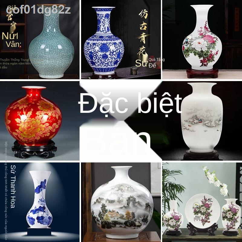 ✢✱▤Gốm sứ Jingdezhen Bình nhỏ Trang trí nội thất Trang trí hoa Hoa khô Phòng khách Trung Quốc Tủ TV Thủ công mỹ nghệ