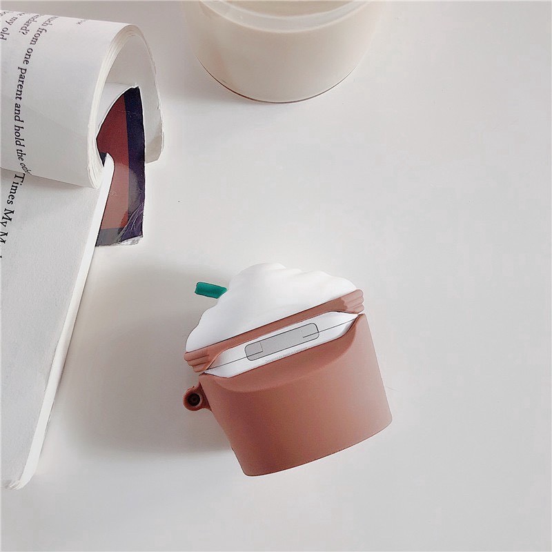 [Quà tặng ý nghĩa] Ốp Airpods trà sữa Starbuck nâu - Case Đựng Tai Nghe không dây i12