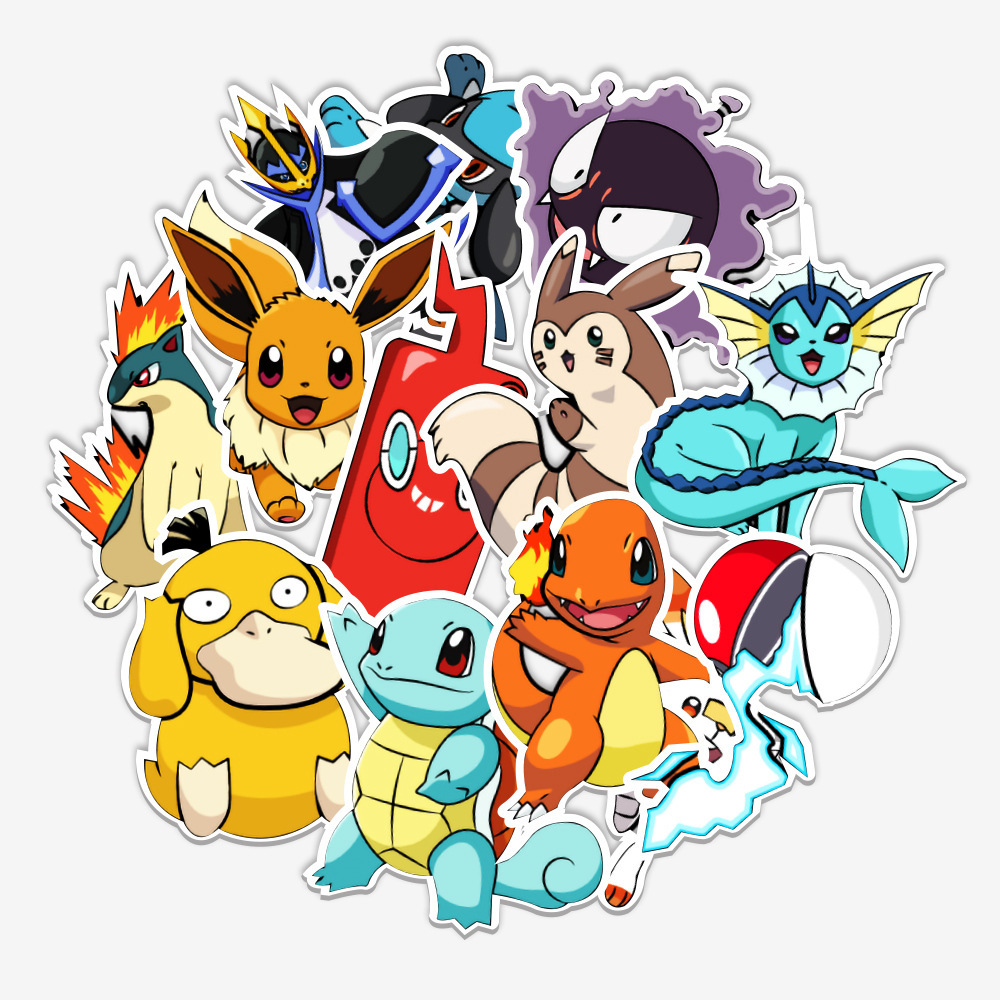 Set 50 Hình Dán Trang Trí Chống Thấm Nước Thiết  Hình Pokemon Dễ Thương