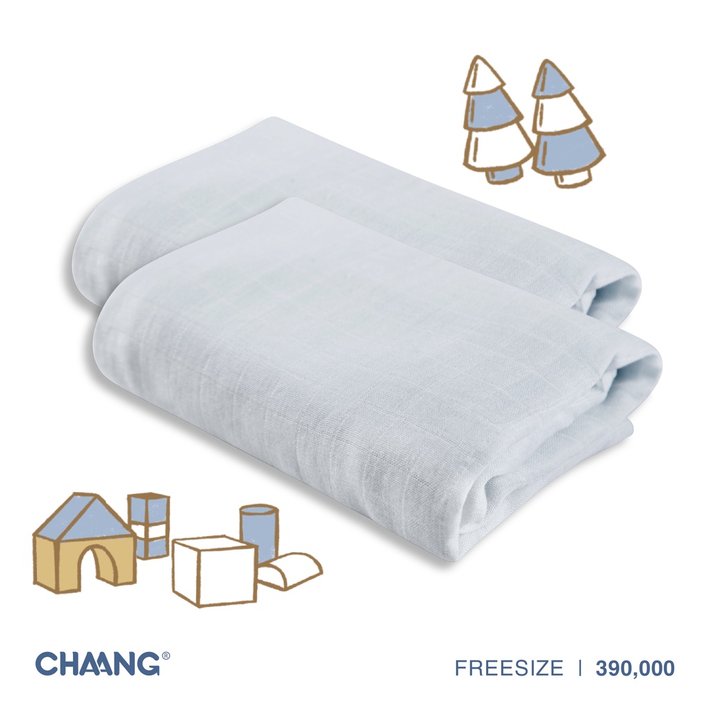 [CHAANG]Set 2 khăn xô cho bé Chaang xanh da trời