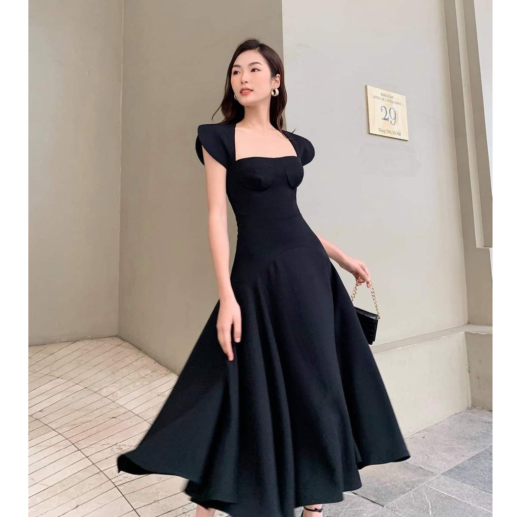 [CÓ SẴN] Đầm maxi đen dáng xòe sang chảnh đi biển dạo phố bigsize váy đầm nữ đẹp đi biển giá rẻ