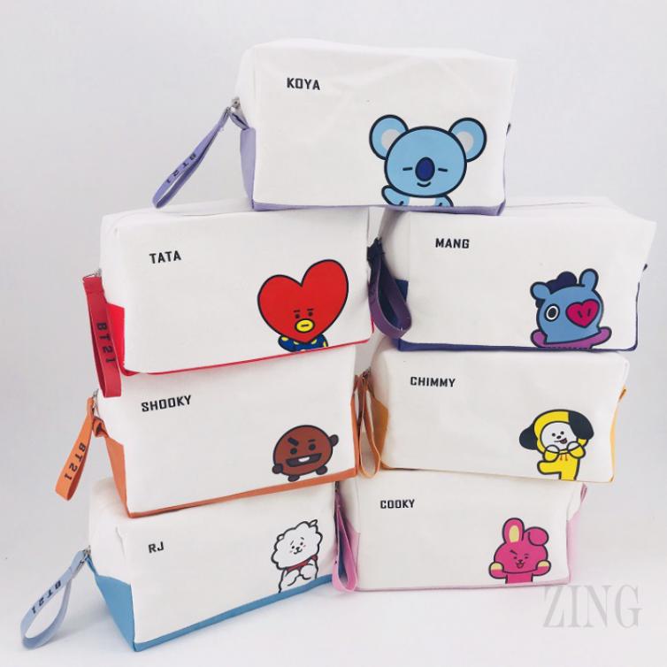 Túi đựng mỹ phẩm in hình BTS hoạt hình