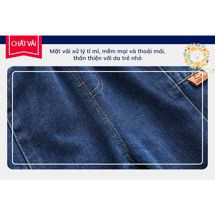 Quần jean bé trai WELLKIDS quần bò trẻ em quần dài lót lông co giãn siêu ấm size đại cho bé 2023