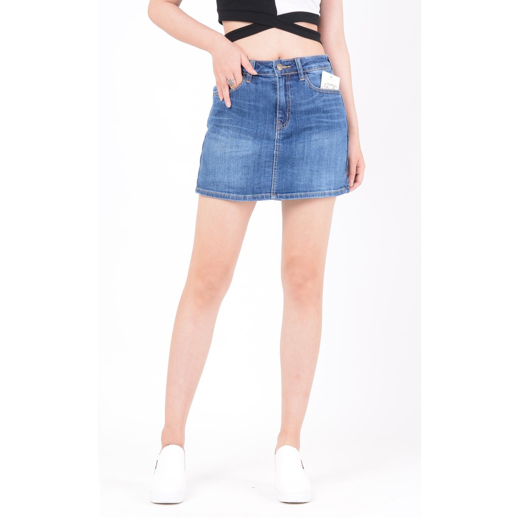 Chân váy jean nữ có quần bên trong đẹp lưng cao cạp cao trơn gấu căn bản hàng hiệu cao cấp mã 408 VANIZEN