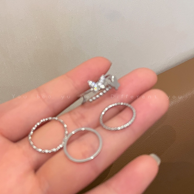 Bộ Nhẫn Đeo Ngón Tay Họa Tiết Bướm Thời Trang Sành Điệu Cho Nữ