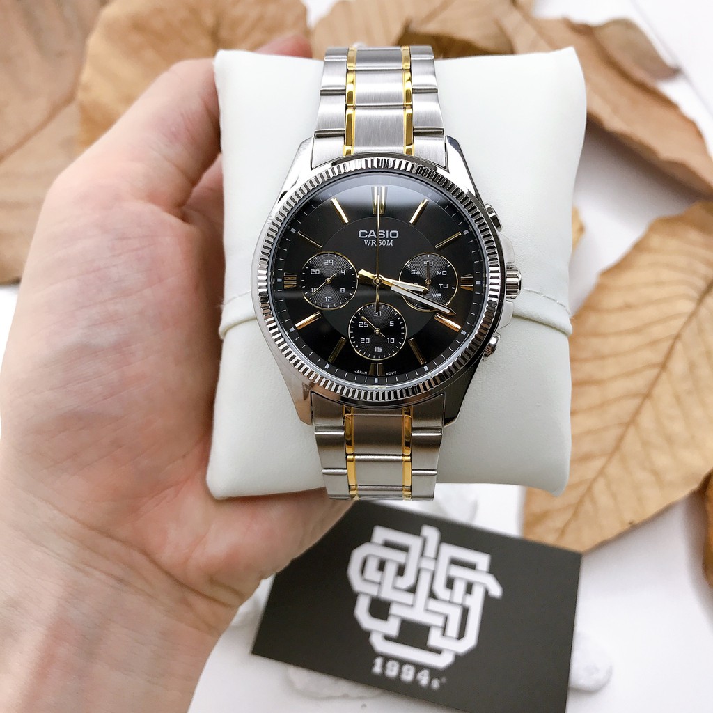 Đồng hồ nam Casio MTP-1375 / MTP-1375SG-1A dây thép chính hãng