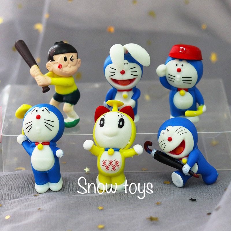 Mô hình Doraemon Doremon - Set 6 nhân vật Doraemon Doremon Nobi Nobita Dorami Doremi - 6cm