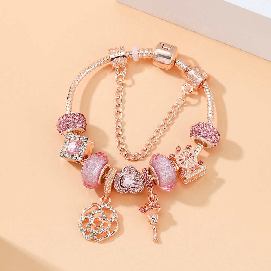 Vòng Đeo Tay Chuỗi Hạt Hình Hoa Hồng Màu Vàng Thời Trang Cho Nữ