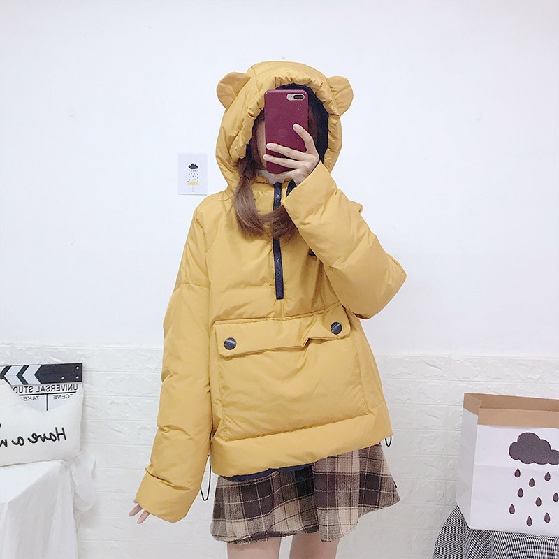 Áo phao 3 lớp tai thú phong cách Nhật cute