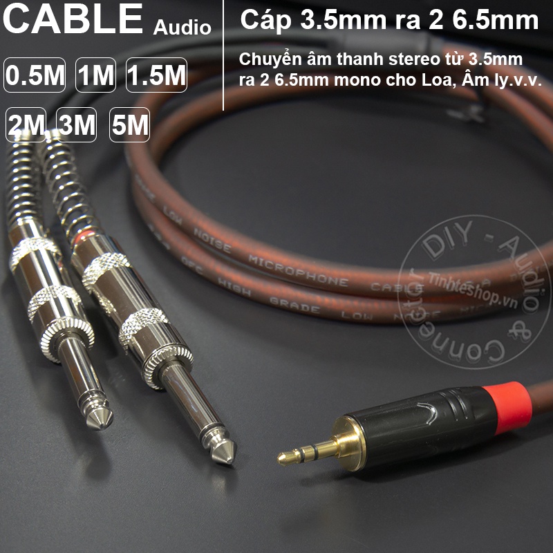 Dây chuyển 3.5 sang 2 đầu 6.5mm DIY 0.5M đến 10M - 3.5mm to 2 6.5mm cable