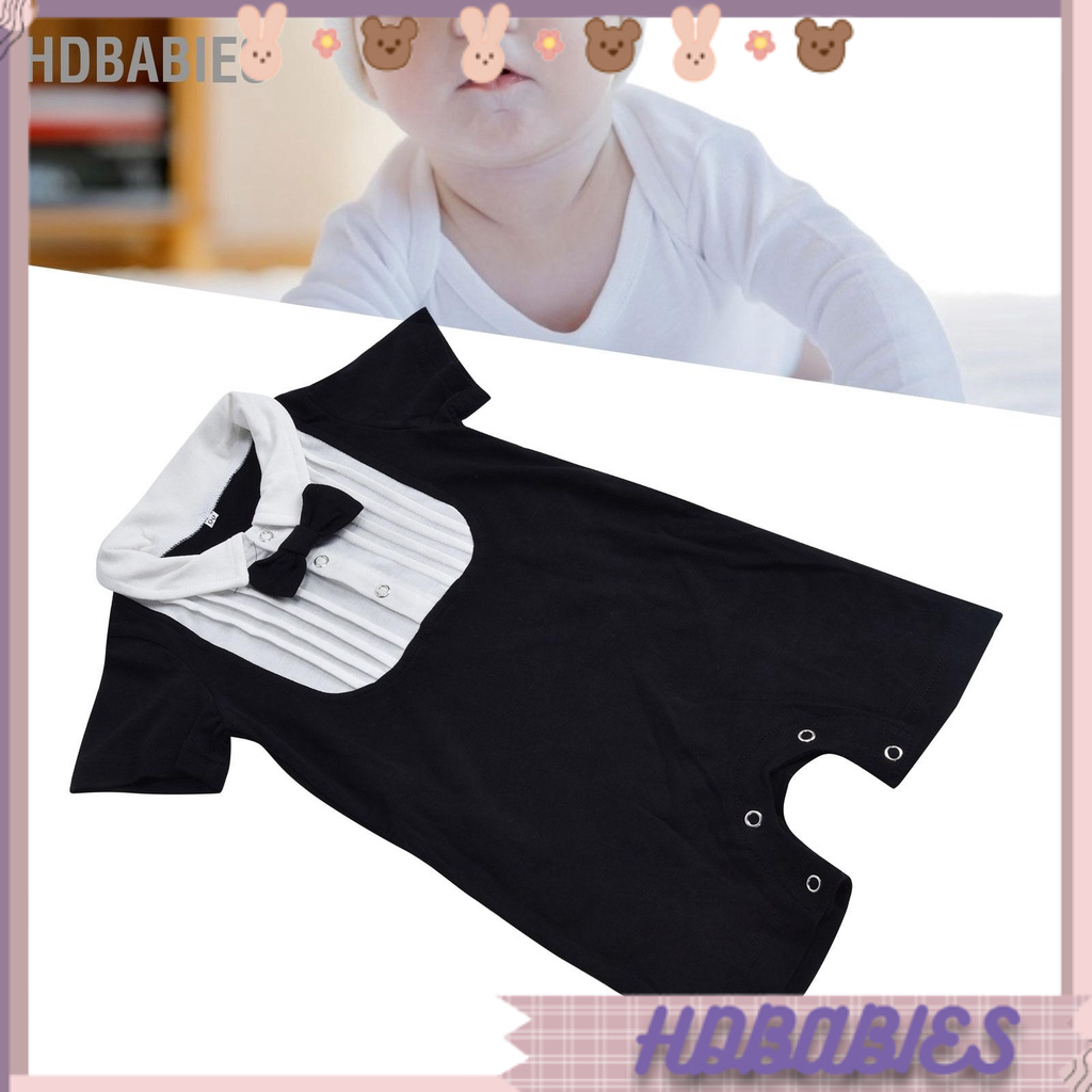 HDbabies Áo liền quần một mảnh thắt nơ cho bé sơ sinh Quần áo ngắn tay trẻ mùa hè