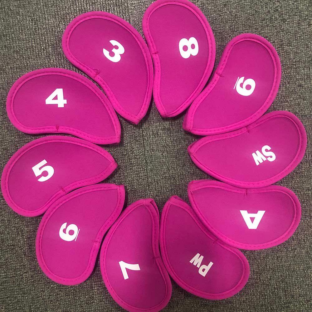 Set 10 Vỏ Bọc Bảo Vệ Đầu Gậy Đánh Golf Chất Liệu Sắt 3-SW