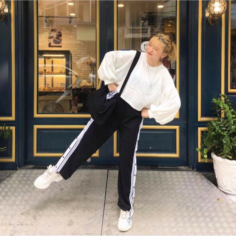 [RẺ VÔ ĐỊCH] Quần Culottes (Quần Suông Ống Rộng Dáng Unisex 3 Sọc Kèm Cúc)